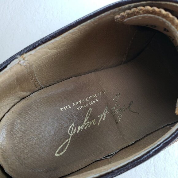 Frye James Wingtip Oxford Shoe Mens 10 D Brown Leather Lace Up Dress Brogue - Picture 12 of 14